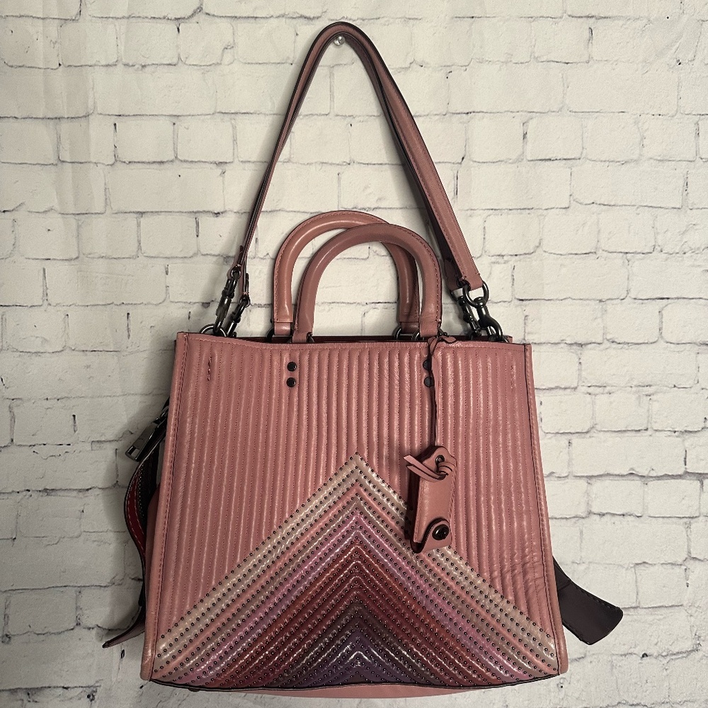 Coach 1941 Rouge 31 Bag Colorblock Quilting &  Rivets in Dusty Rose Multi